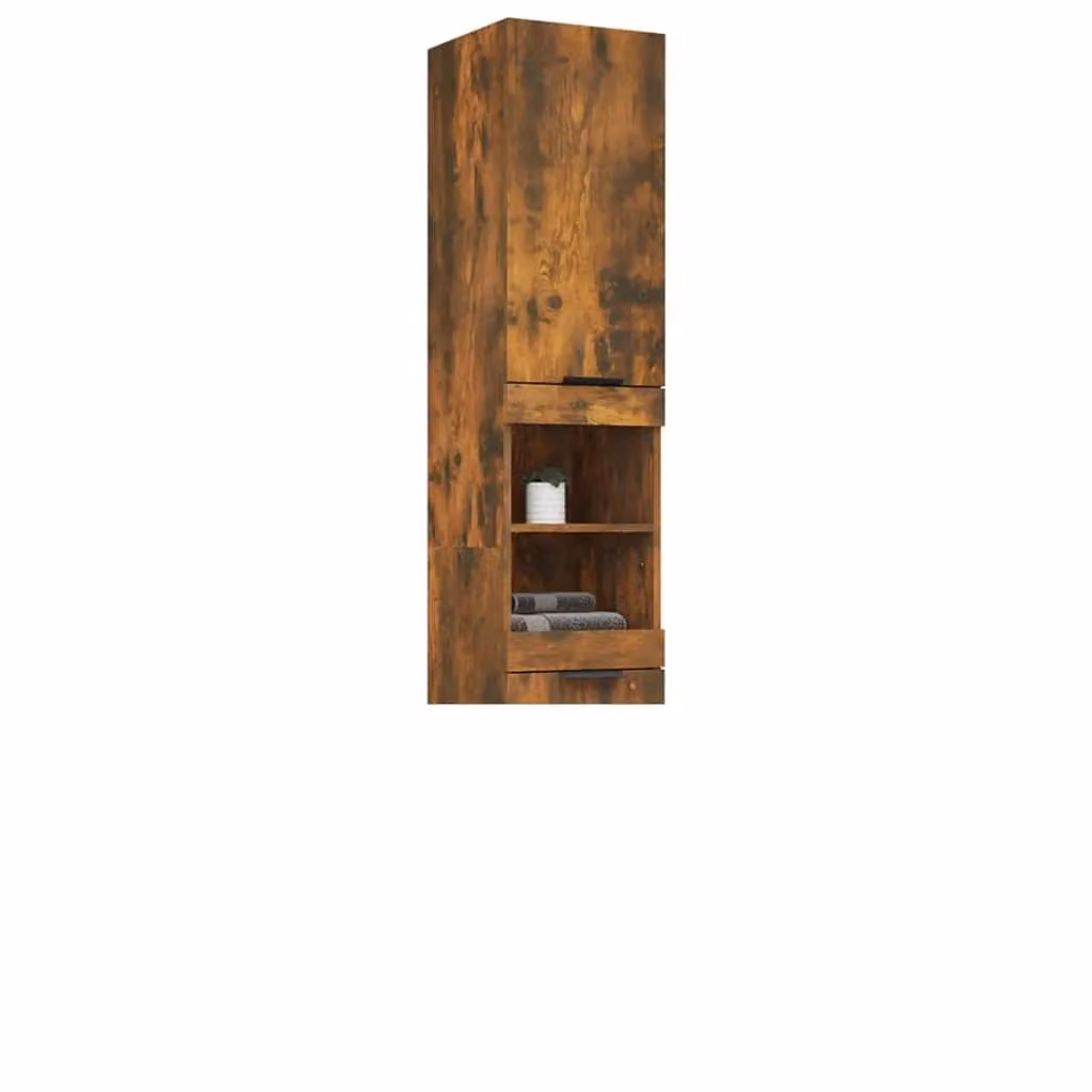 Berkfield Home Smoked Oak Bathroom Cabinet, Brown, W/D/H: 32 x 34 x 188.5 cm – 3
