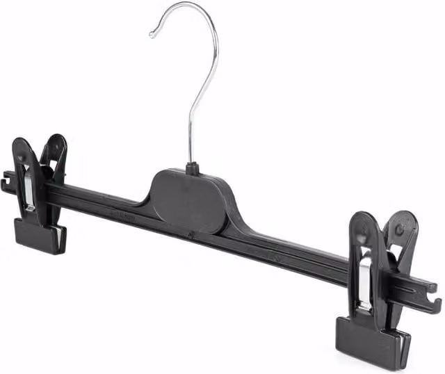 PAWNORA Black Plastic Adjustable Clip Coat Hangers, Pack of 12