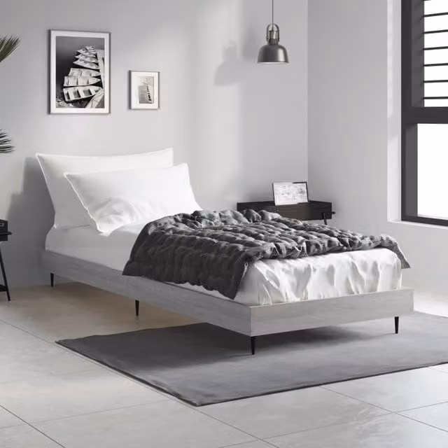 Berkfield Home Small Single Bed Frame in Grey Sonoma, Engineered Wood, W/D/H: 75 x 190 cm