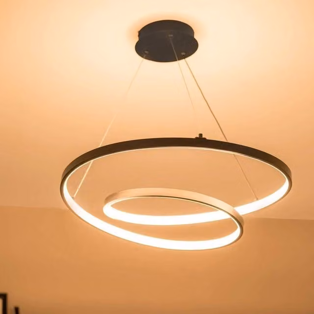 EONLION Adjustable Integrated LED Hanging Ring Ceiling Light in Black