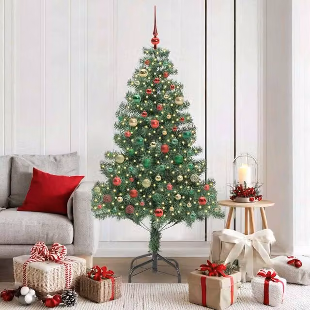 Berkfield Home Green PVC Christmas Tree with 300 LEDs and Stand, Height: 180 cm – 1