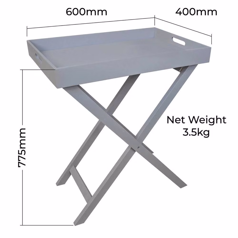 EONLION Grey Folding Tray Table with Removable Tray, Width: 100 cm – 2