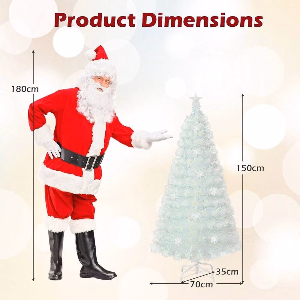 KORVIXA 5 FT Pre-Lit Artificial Christmas Tree with Multicolour LED Snowflake Lights in White – 2