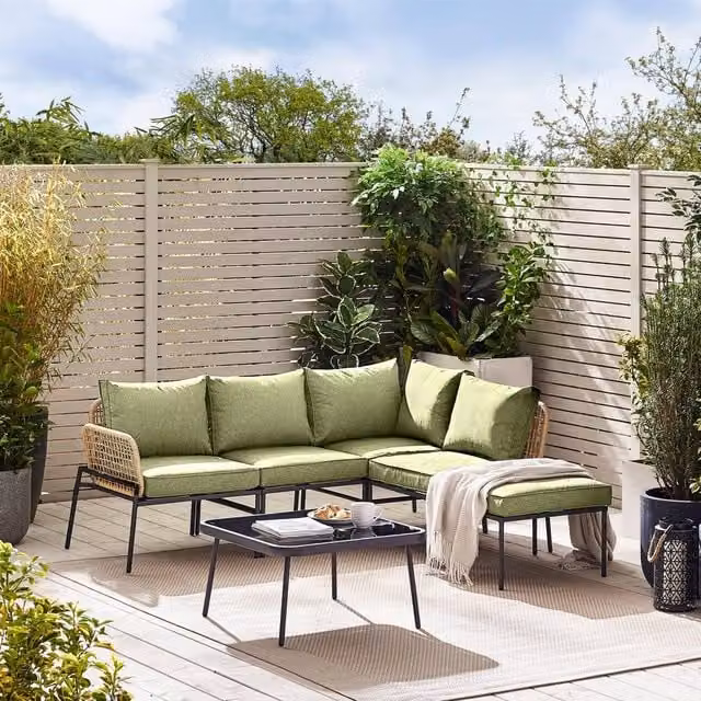 FurnitureboxUK Maldives 5 Seat PE Rattan Outdoor Garden Sofa Set in Green – 1