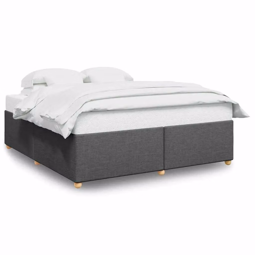 Berkfield Home Upholstered Fabric Bed Frame in Dark Grey, Super King Size (200 x 200 cm) – 2