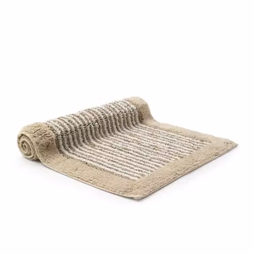 Christy Portobello Striped Cotton Bath Mat, Beige, W: 80 cm, D: 50 cm