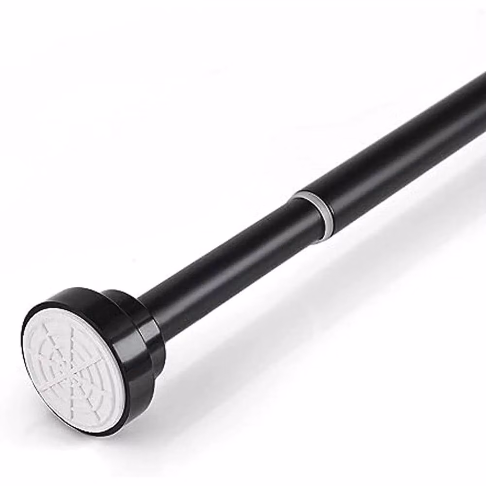 FLAVORA Heavy Duty Extendable Curtain Pole in Black, Stainless Steel, Width: 260-310 cm – 2