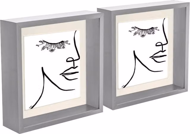 Nicola Spring Pack of 5 Grey 3D Deep Box Square Photo Frames with 6 x 6 inch Mounts, 8 x 8 inch Frame Size