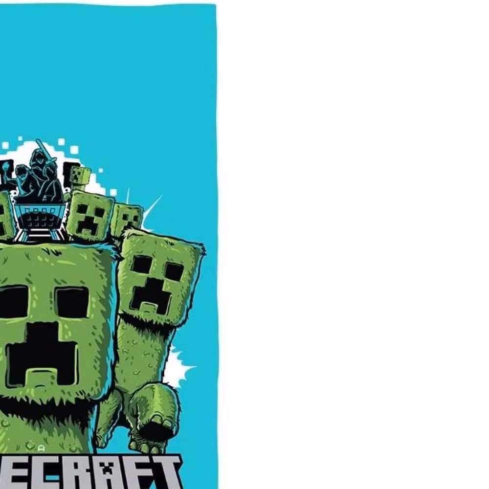 Minecraft Movie Cotton Beach Towel in Blue and Turquoise, W: 140 cm, H: 70 cm – 2