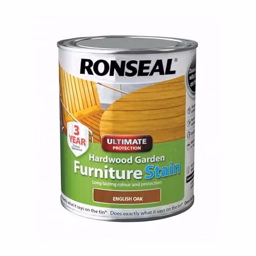 Ronseal Ultimate Protection Hardwood Garden Furniture Stain, English Oak, 750ml – 2