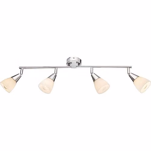 Netlighting Tadeus Ceiling Spotlight Bar in Chrome and Grey with 4x E14 Opal Glass Shades