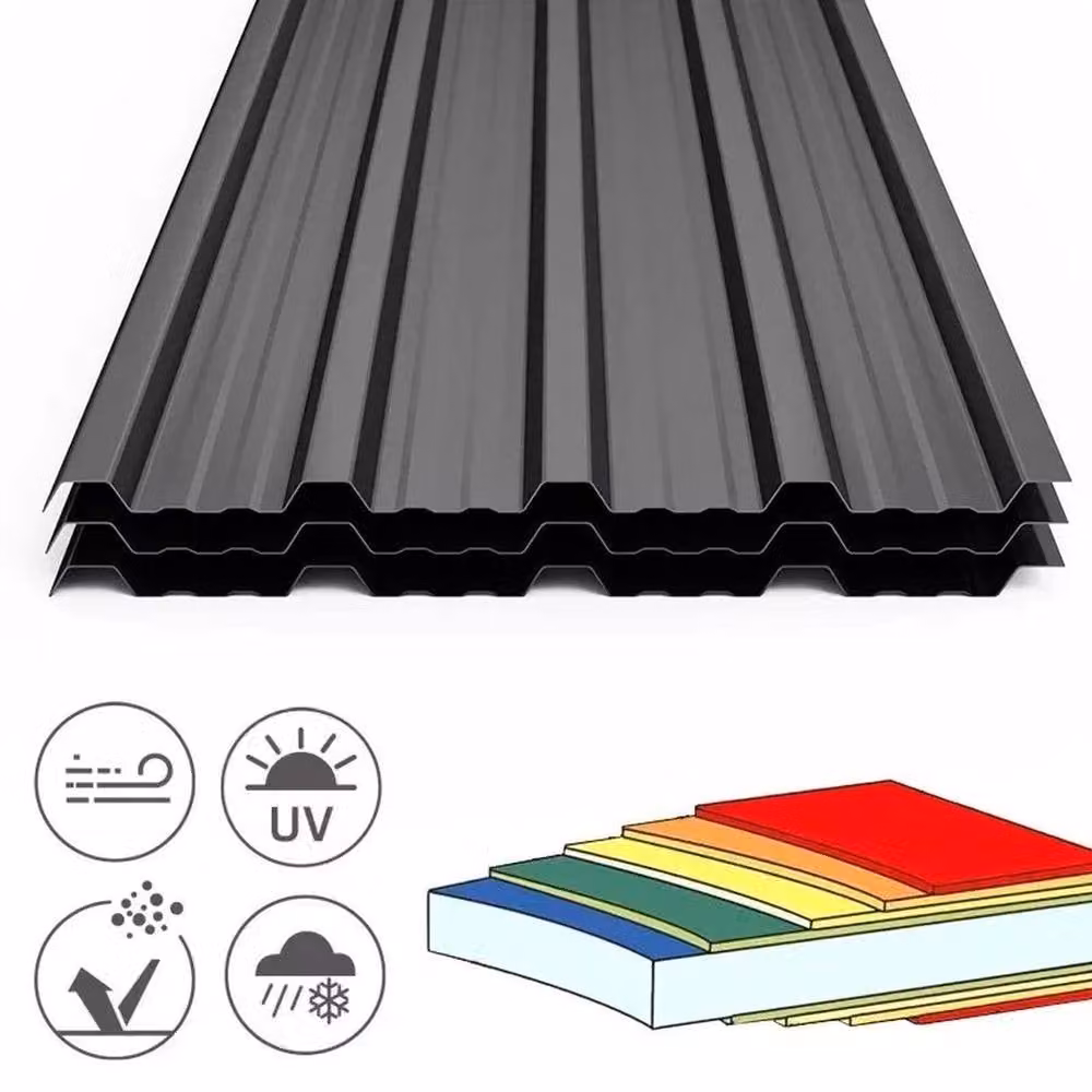 EONLION 14-Piece Black Corrugated Metal Roofing Sheets – 5