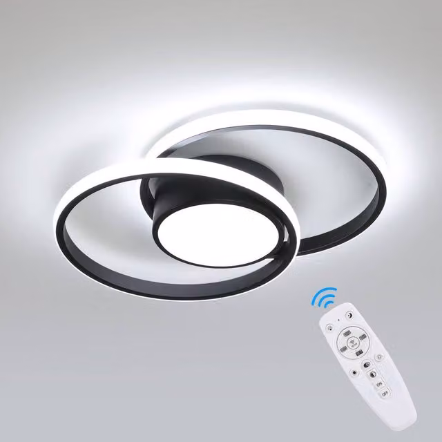 Pheashine 40W LED Ceiling Light in Black with Remote Control and Dimmable CCT Settings – 1