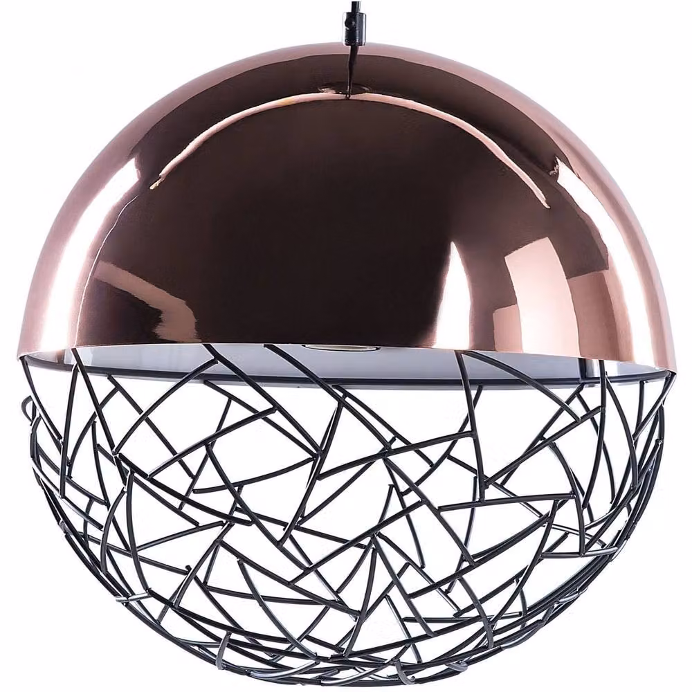 Wyld and Coco Modern Sphere Pendant Lamp in Glossy Copper and Black Metal – 2