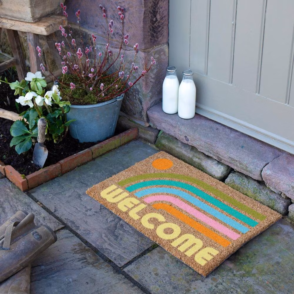 Artsy Mats Elizabeth Olwen Welcome Rainbow Coir Doormat in Tan and Multicolour, W/D: 60 x 40 cm – 3