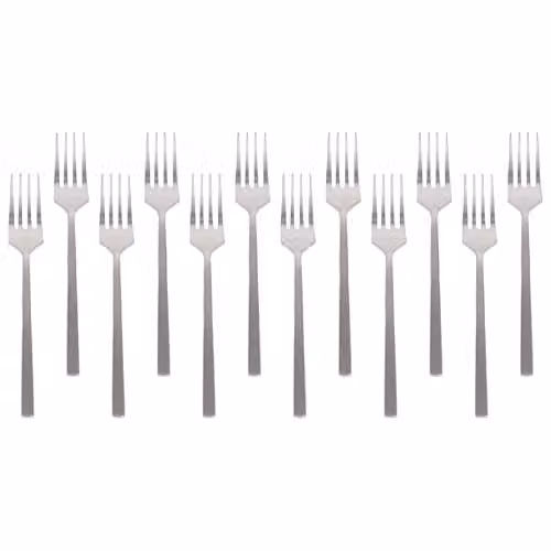 Argon Tableware Silver Stainless Steel Cake Forks, Pack of 12 – 1