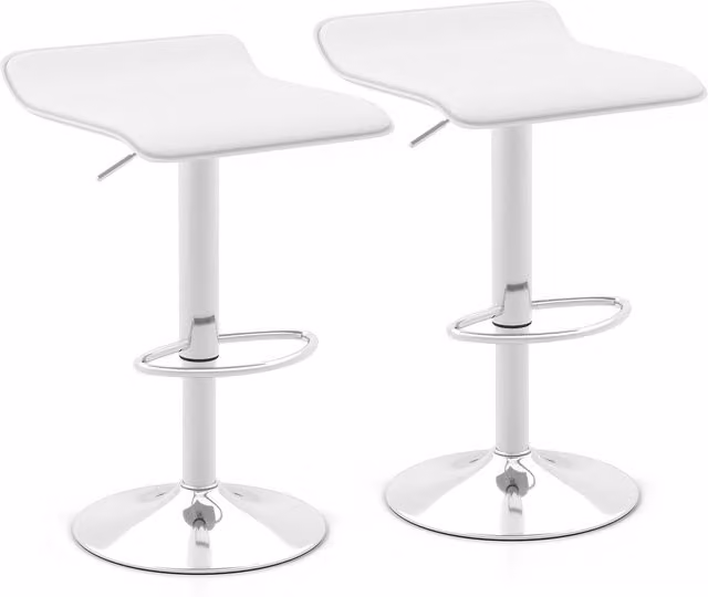 Costway Set of 2 Modern White Glossy Plastic Dining Bar Stools