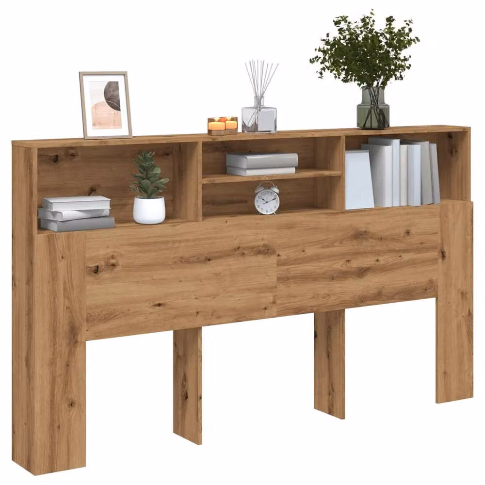 Berkfield Home Artisan Oak Headboard Cabinet in Brown, W/D/H: 180 x 19 x 103.5 cm – 2