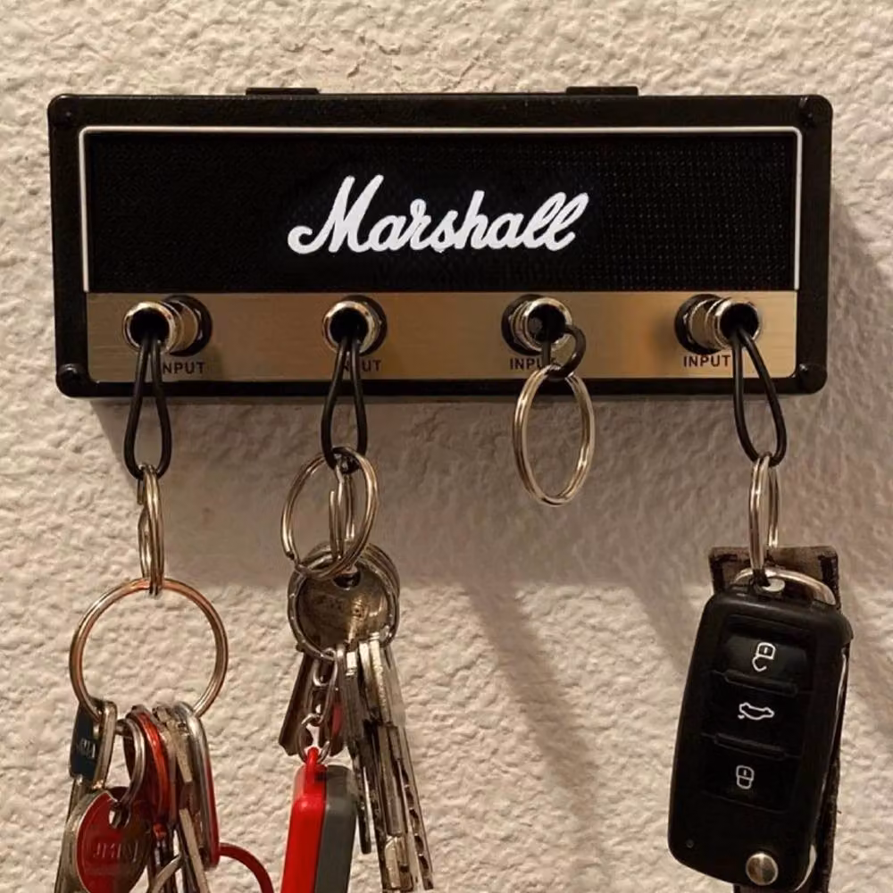 Kelvenix Wall Mounted Metal Guitar Key Holder Rack with Keychain Hooks in Multicolour, W: 190 cm, H: 35 cm, D: 35 cm – 2