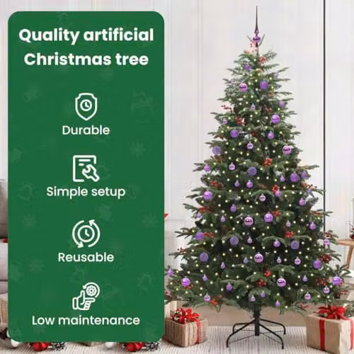 vidaXL Artificial Christmas Tree with 300 LEDs, Green, Height: 210 cm – 4