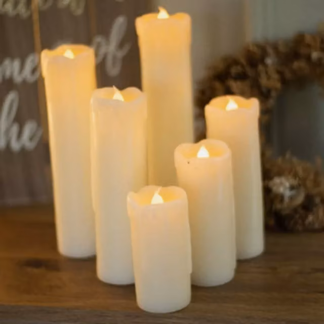 Marco Paul White Wax Pillar Christmas Battery Operated Candles with Flicker Effect