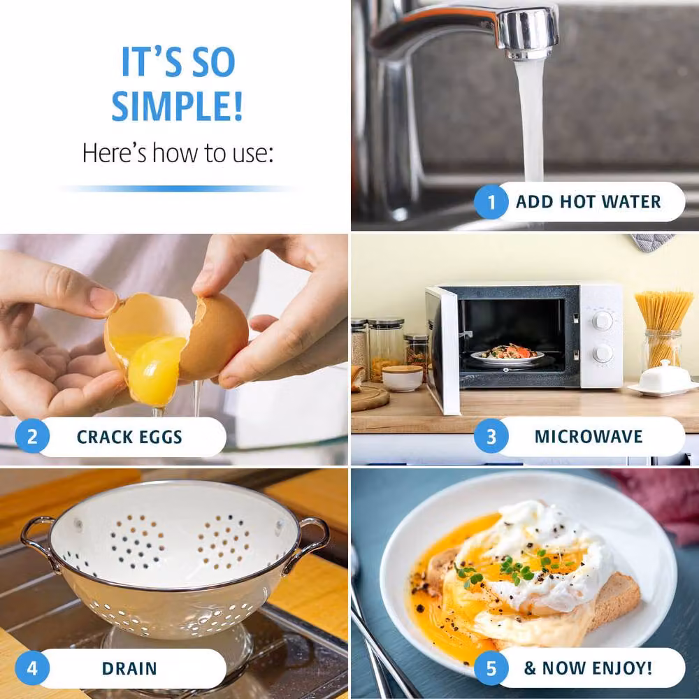 Basilico Double Microwave Egg Poacher, Pack of 2, Blue, H: 8 cm, W: 22 cm – 5