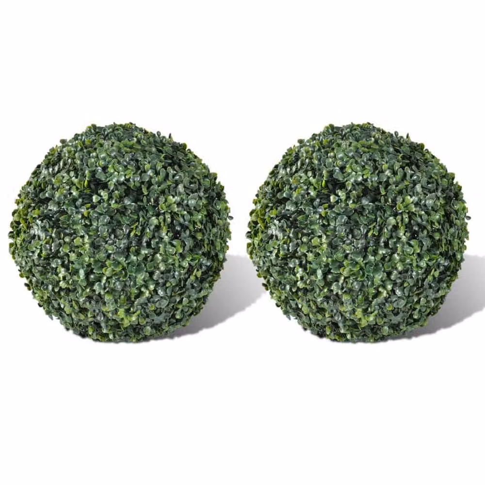 Berkfield Home Lush Boxwood Ball Artificial Leaf Topiary, Green, 2 Pack, Diameter: 27 cm – 2
