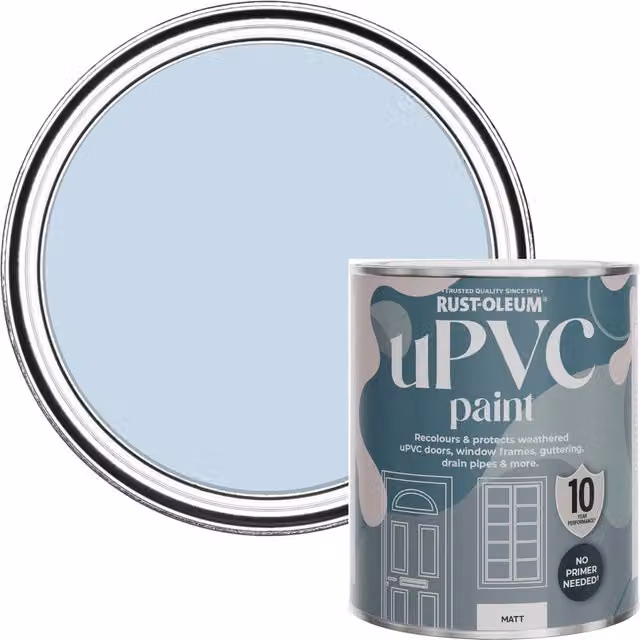 Rust-Oleum Water-Based uPVC Door and Window Paint in Matt Blue Sky, 0.75 l