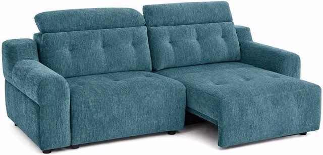 Furnishings For Less UK Harrington Petrol Teal Electric Sofa Bed in Chenille Fabric with Adjustable Headrests and Pull Out Frame, W/D/H: 242 x 109 x 108 cm – 1