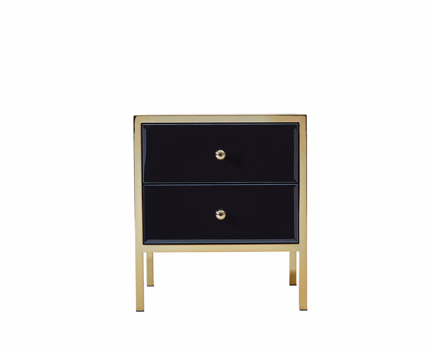 Birlea Fenwick 2 Drawer Bedside Table in Black and Gold with Glass Top – 4