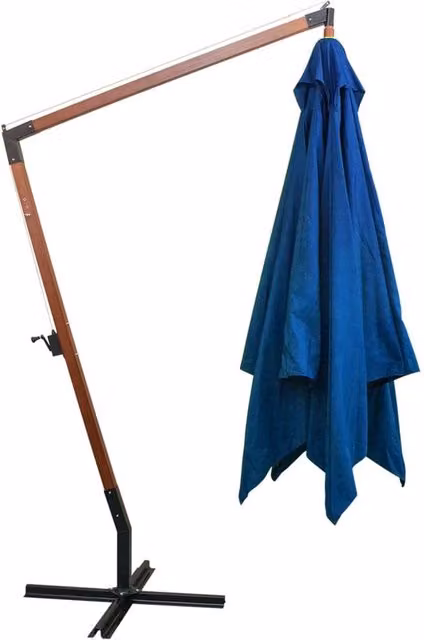 Berkfield Home Azure Blue Cantilever Hanging Parasol with Solid Fir Wood Pole, W/D/H: 300 x 300 x 280 cm