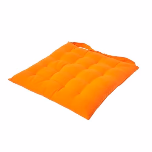 Homescapes Orange Cotton Seat Pad with Tie Cords, W/D/H: 40 x 40 x 6.5 cm