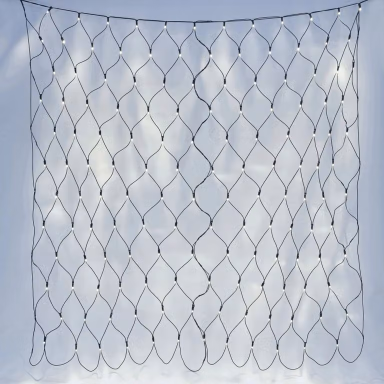 Plus Connect Warm White LED Net Lights with Black Cable, W: 14 m, H: 2 m