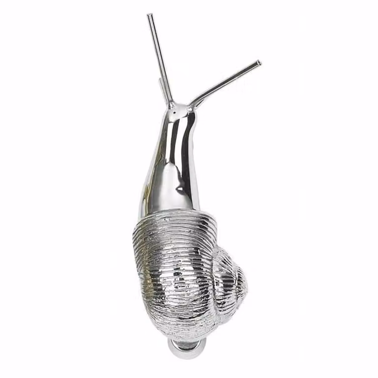 NESTLUNE Snail Door Knocker in Bright Chrome and Silver Brass, W: 52 cm, H: 100 cm