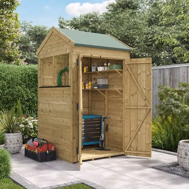 BillyOh Rustic Brown Wooden Apex Shed with Window and 15mm Tongue and Groove Panels