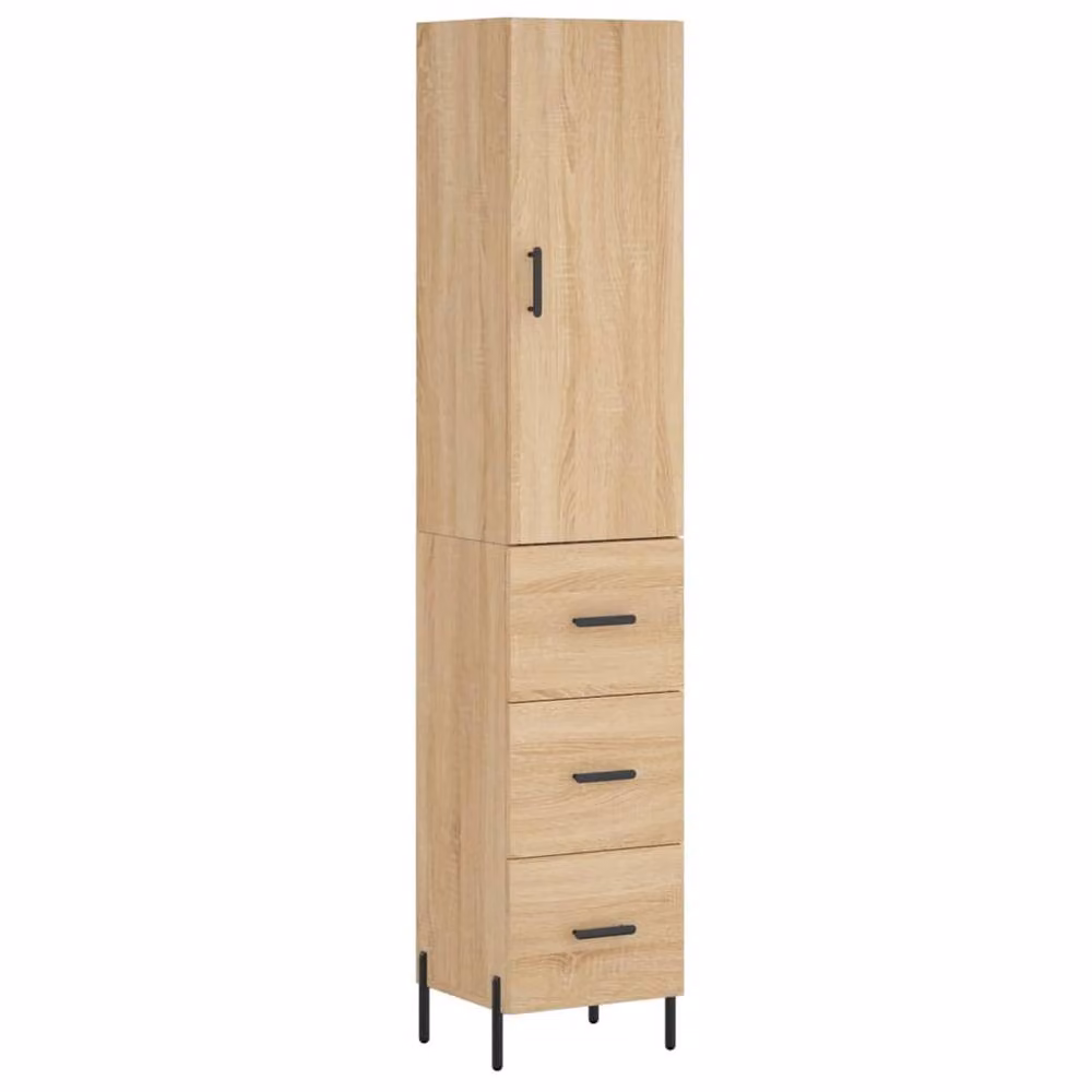 Berkfield Home Sonoma Oak Highboard in Beige and Brown, W/D/H: 34.5 x 34 x 180 cm – 3