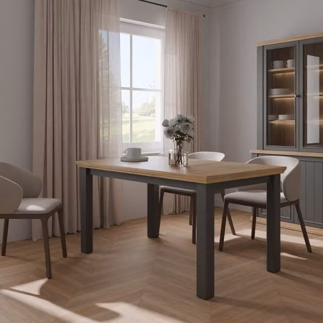 Furniture To Go Pontypool Modern Rectangular Dining Table in Grey and Oak