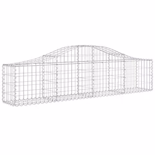 vidaXL Set of 4 Arched Gabion Baskets in Silver Galvanised Steel, W: 200 cm, D: 30 cm, H: 40/60 cm