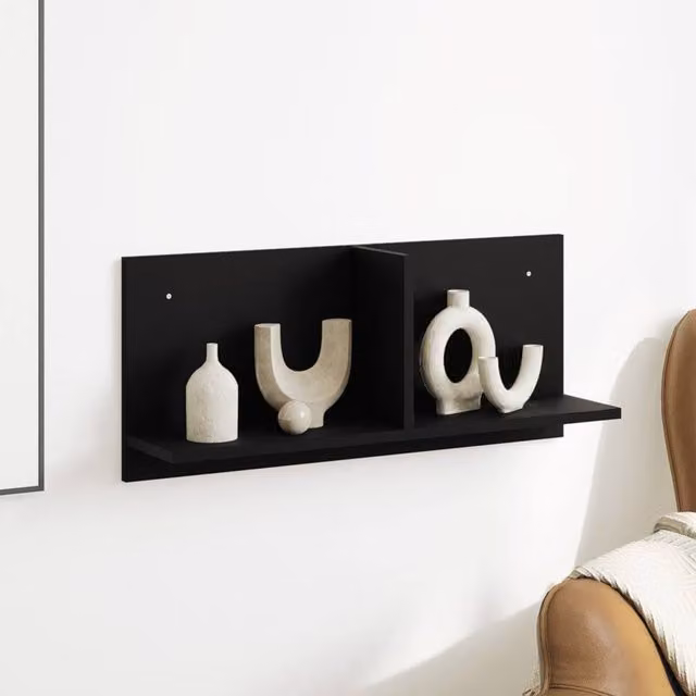 Berkfield Home Wall Mounted Cabinet in Black Matt MDF, W: 70 cm, D: 16.5 cm, H: 30 cm – 1