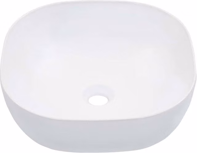 Berkfield Home White Ceramic Square Countertop Wash Basin W: 42.5 cm, D: 42.5 cm, H: 14.5 cm