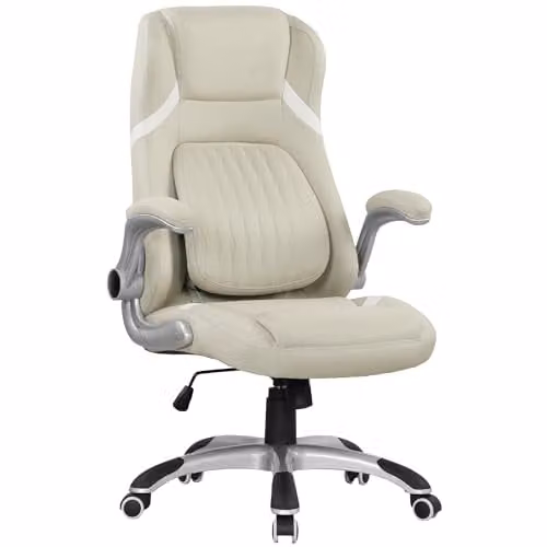 Vinsetto Beige Fabric Executive Office Chair with Armrests and 360 Degree Swivel, H 117 x W 76 x D 68 cm