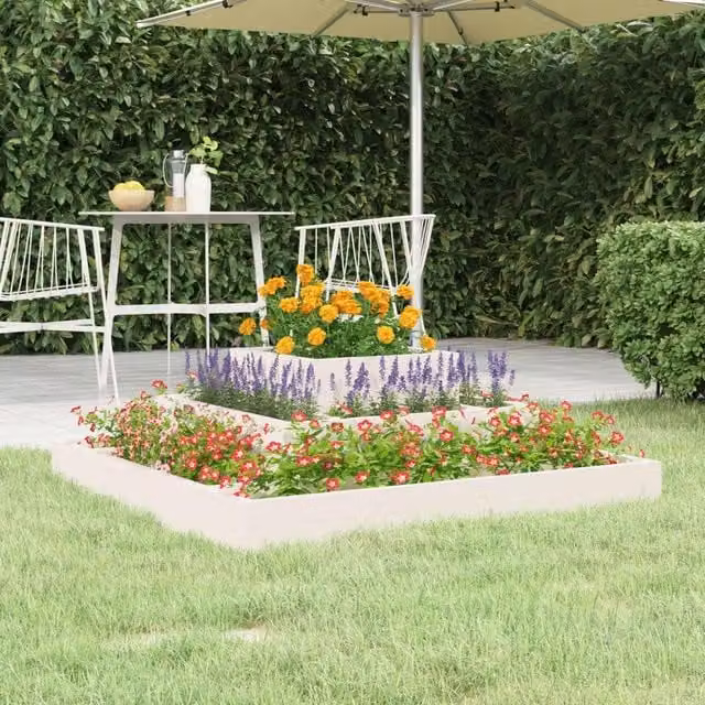 Berkfield Home White Wooden Raised Bed Planter W: 80 cm, D: 80 cm, H: 27 cm