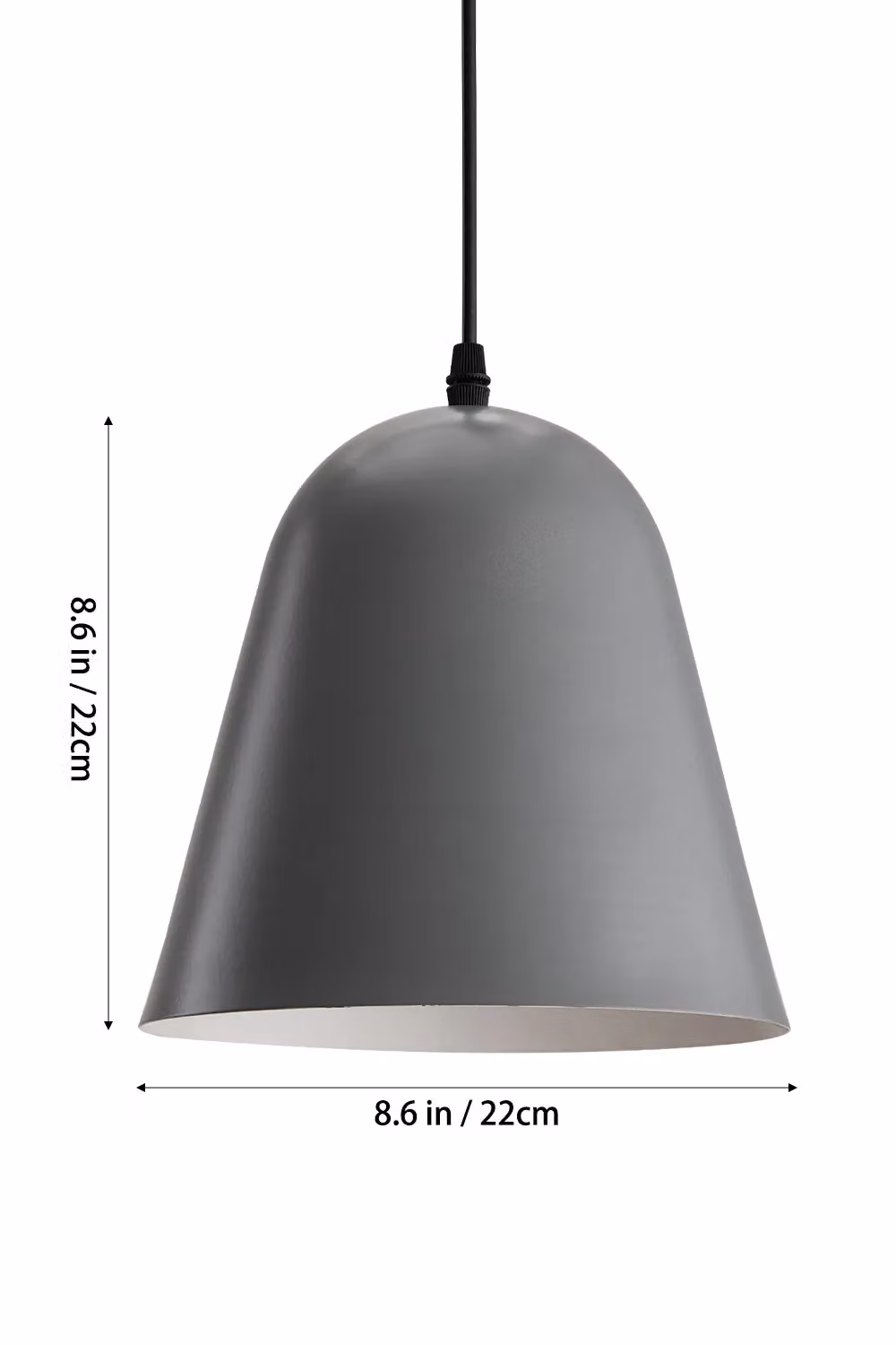 Living and Home Metal Cone Pendant Light with E27 Fitting in Grey/Sand – 2