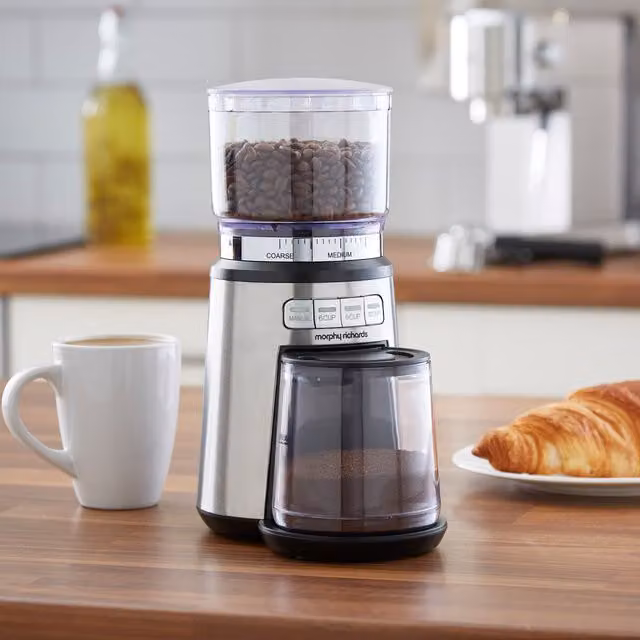 Morphy Richards Stainless Steel Burr Grinder, Silver