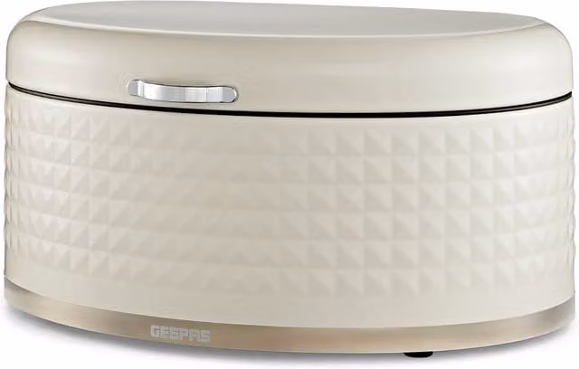 Geepas Argyle 9L Bread Bin Carbon Steel Container with Flip-Open Lid in Beige – 1