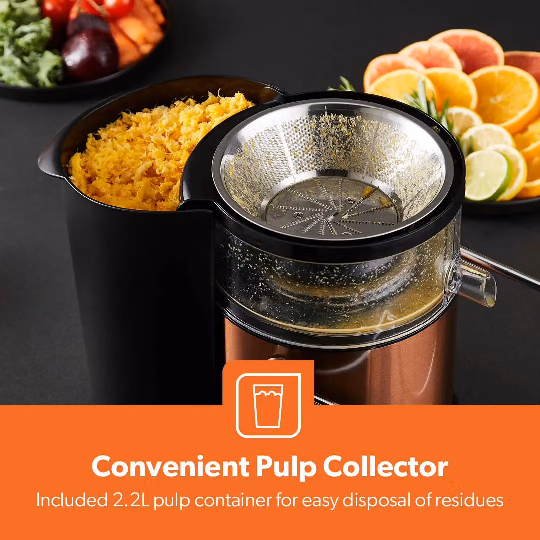 Geepas 800W Centrifugal Juice Extractor in Brown and Silver with Stainless Steel Components, 1L Juice Container and Pulse Function – 6