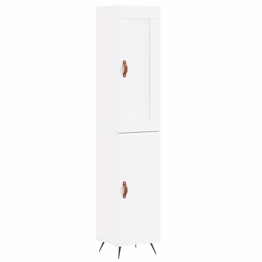 Berkfield Home White Modern Matt Highboard with Hinged Doors and Internal Shelves, W/D/H: 34.5 x 34 x 180 cm – 2