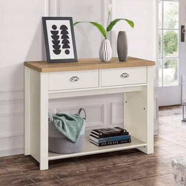 Birlea Highgate 2 Drawer Console Table in Cream and Oak