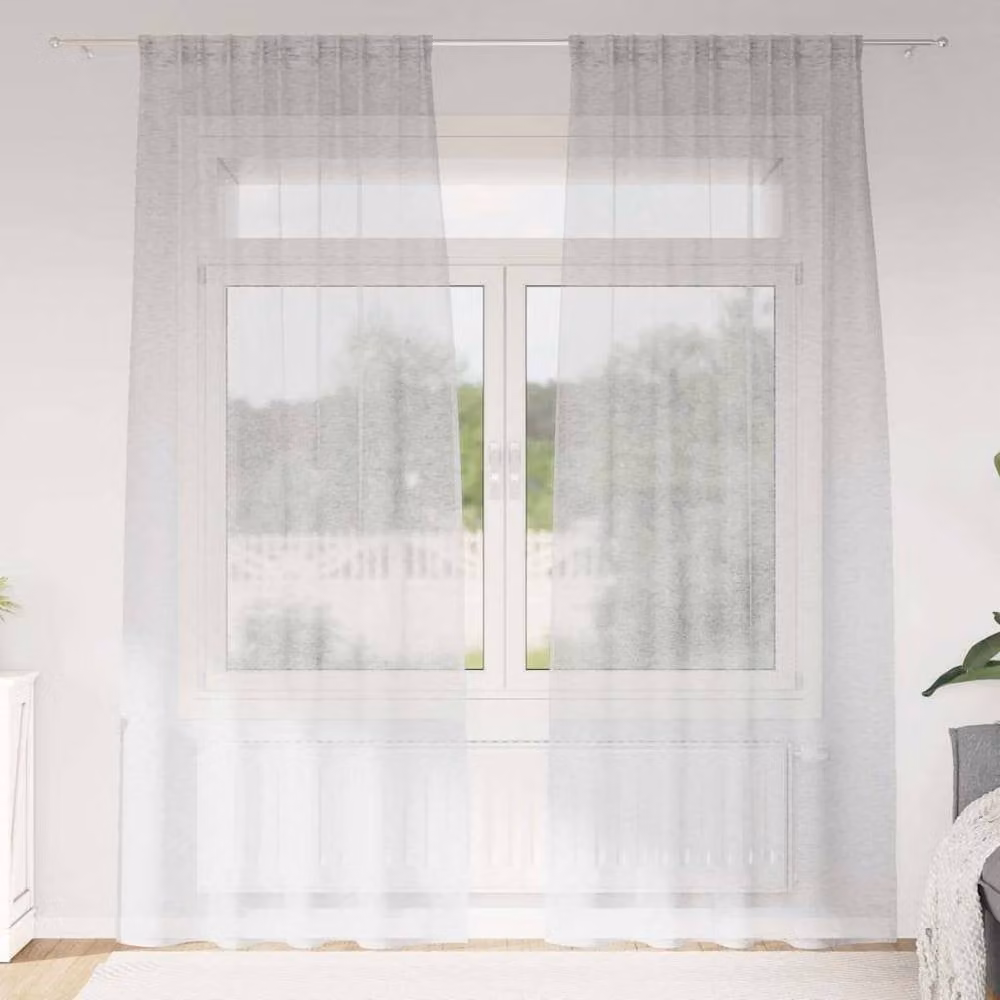 Berkfield Home Plain Polyester Fabric Panel Curtains, 2 Pack, Light Grey, W: 140 cm, H: 225 cm