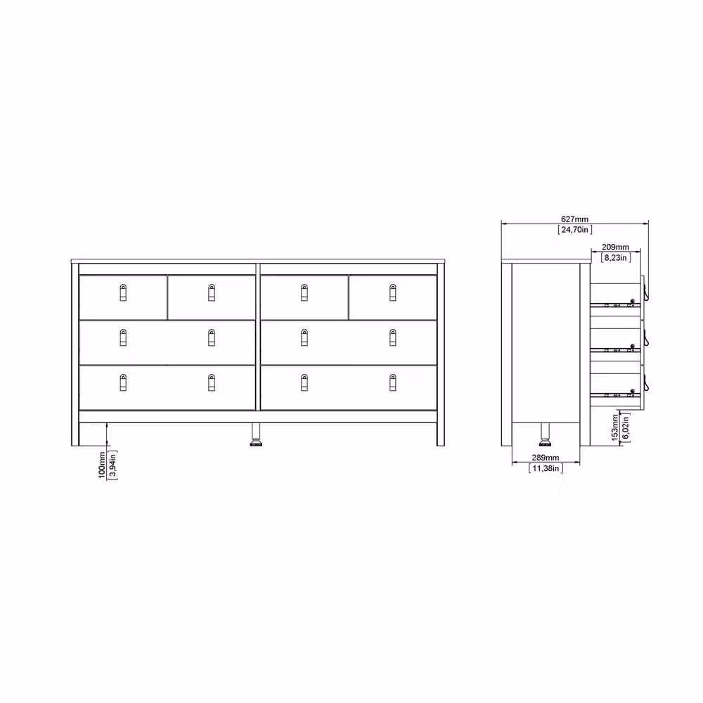 Wyld Haus Wyldberry 8 Drawer Dresser in Matt Black with Leather Tab Handles – 5